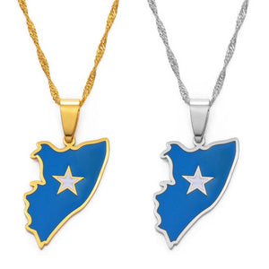 Somalia Flag Map Necklace