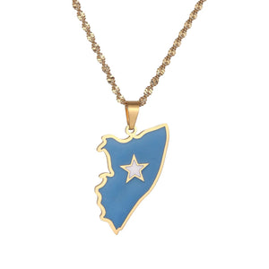 Somalia Flag Map Necklace