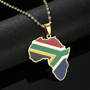 South Africa Flag Map Necklace