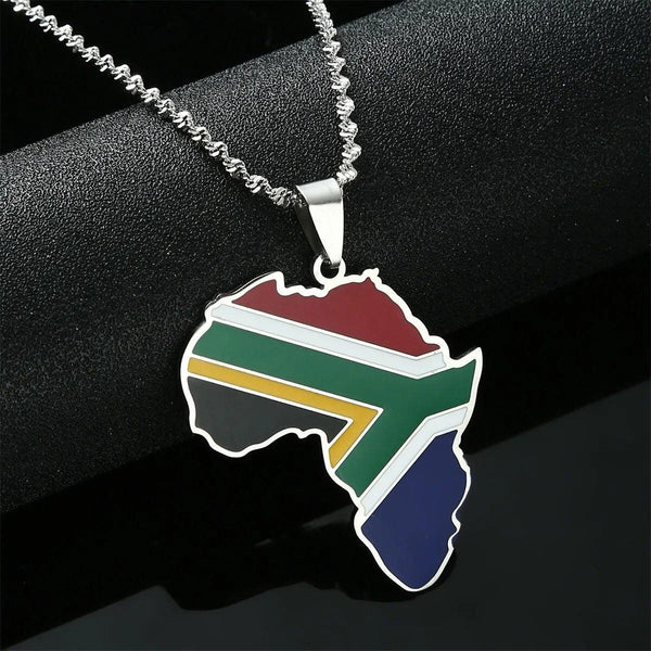 South Africa Flag Map Necklace