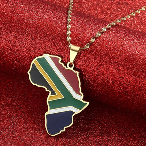 South Africa Flag Map Necklace