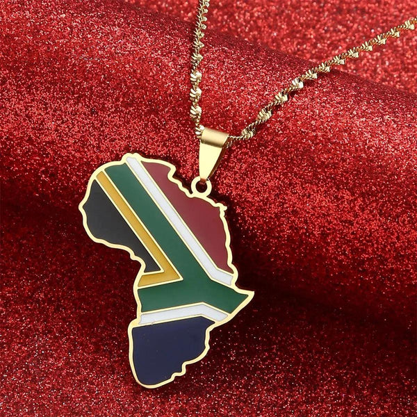 South Africa Flag Map Necklace