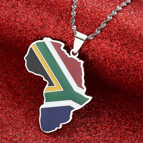 South Africa Flag Map Necklace