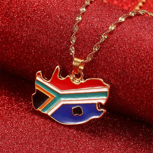 South Africa Flag Map Necklace