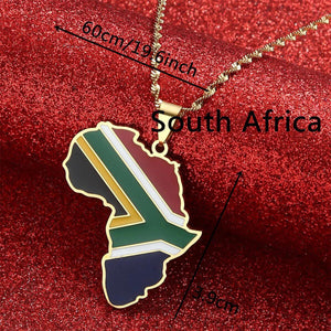 South Africa Flag Map Necklace