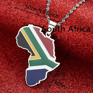 South Africa Flag Map Necklace