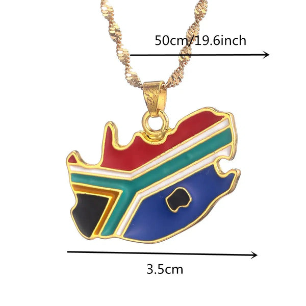 South Africa Flag Map Necklace