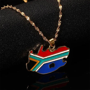 South Africa Flag Map Necklace