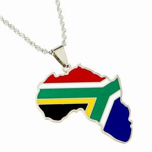 South Africa Flag Map Necklace