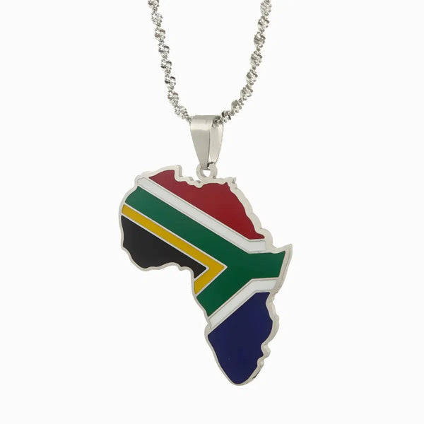 South Africa Flag Map Necklace