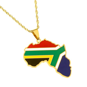 South Africa Flag Map Necklace