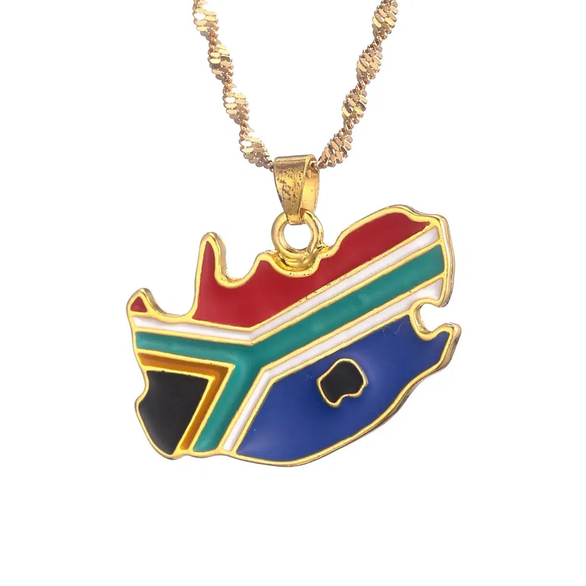 South Africa Flag Map Necklace