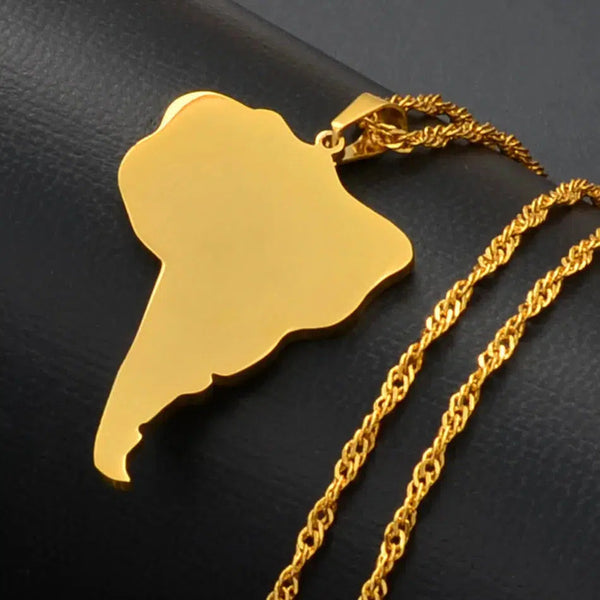 South America Map Necklace