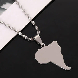 South America Map Necklace