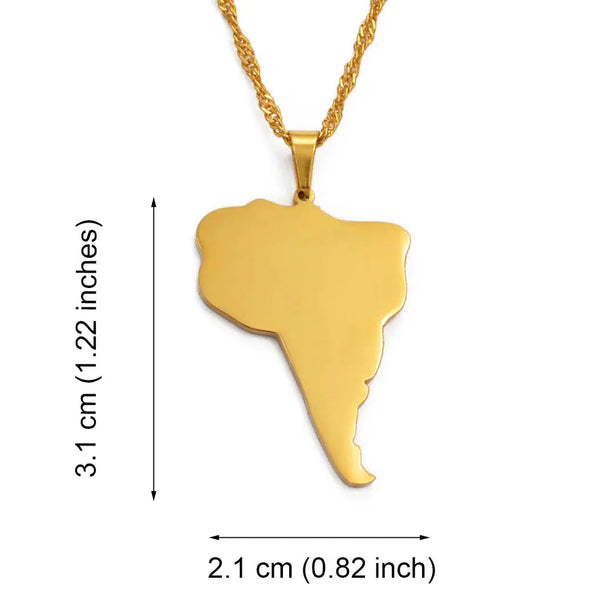 South America Map Necklace