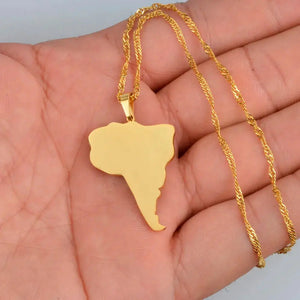 South America Map Necklace