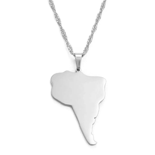 South America Map Necklace