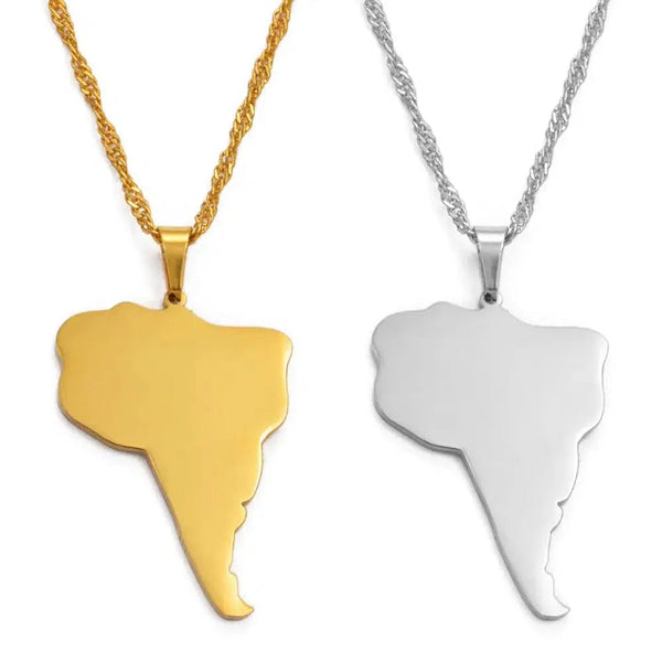South America Map Necklace