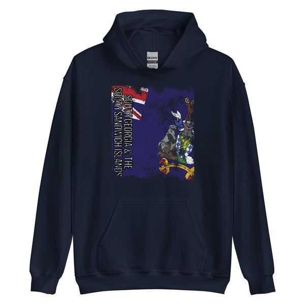 South Georgia And The South Sandwich Islands Flag - Distressed Flag Hoodie