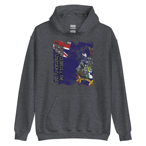 South Georgia And The South Sandwich Islands Flag - Distressed Flag Hoodie