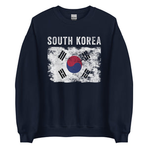 South Korea Flag Distressed Sweatshirt