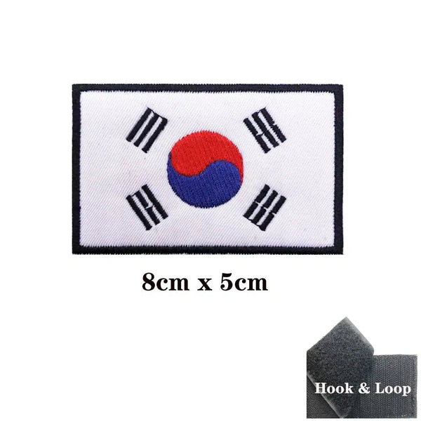 South Korea Flag Patch - Iron On/Hook & Loop Patch