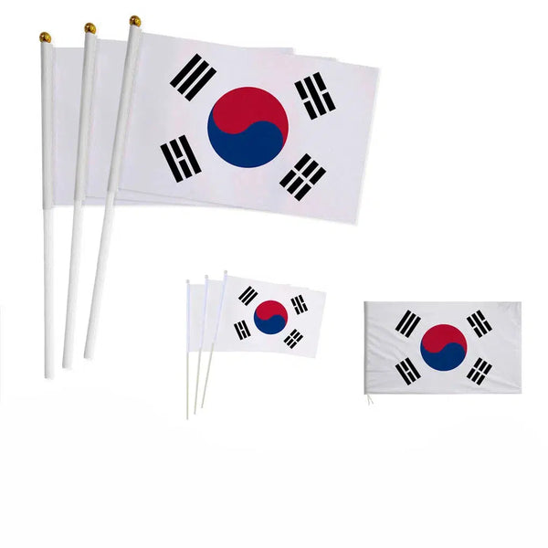 South Korea Flag on Stick - Small Handheld Flag (50/100Pcs)