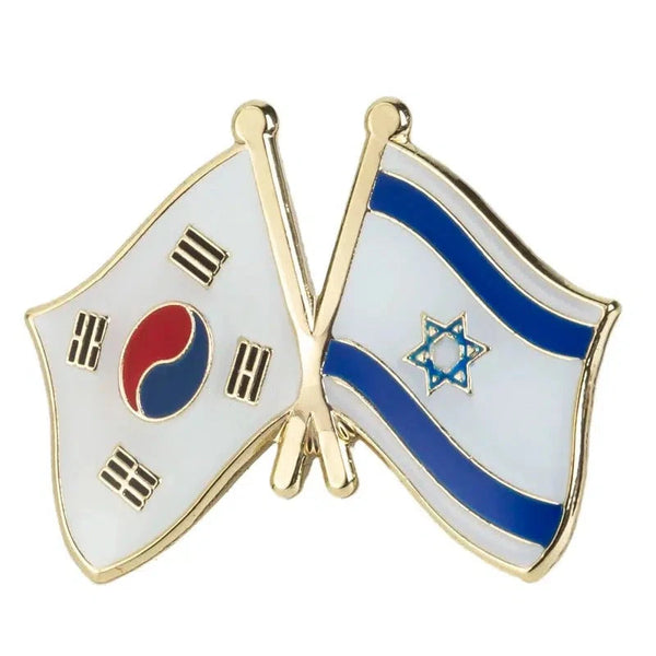 South Korea Israel Flag Lapel Pin - Enamel Pin Flag