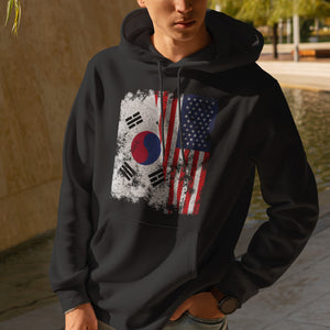 South Korea USA Flag - Half American Hoodie