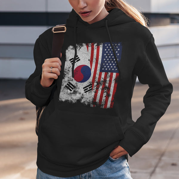 South Korea USA Flag - Half American Hoodie
