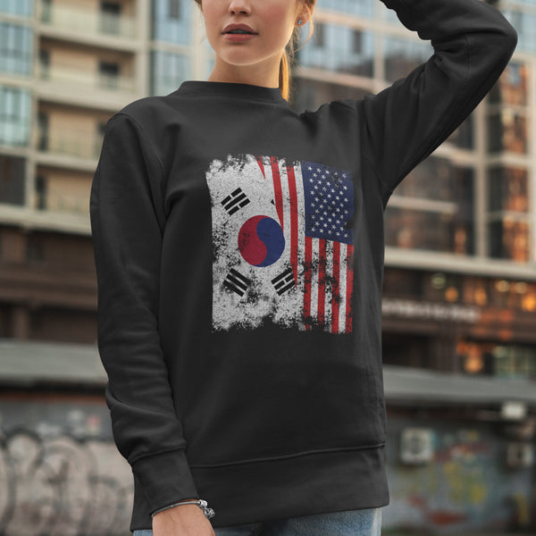 South Korea USA Flag - Half American Sweatshirt