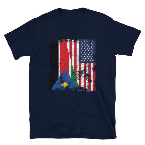 South Sudan USA Flag - Half American T-Shirt