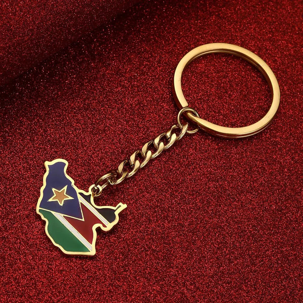 South Sudan Flag Map Keychain