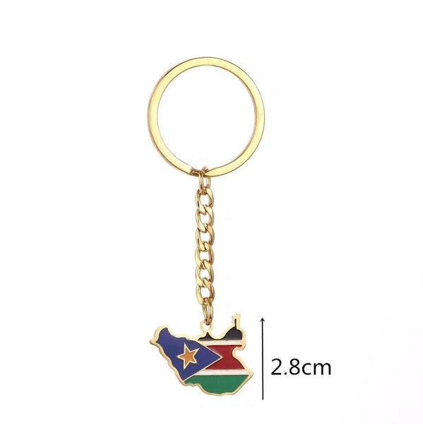 South Sudan Flag Map Keychain