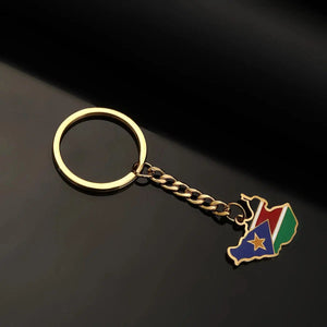 South Sudan Flag Map Keychain