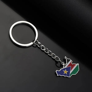 South Sudan Flag Map Keychain