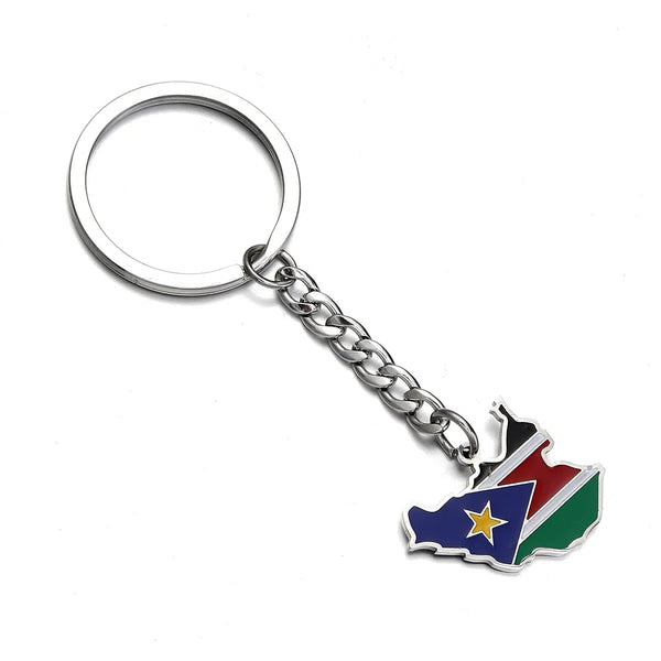 South Sudan Flag Map Keychain