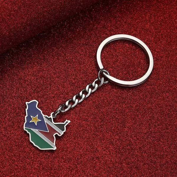 South Sudan Flag Map Keychain