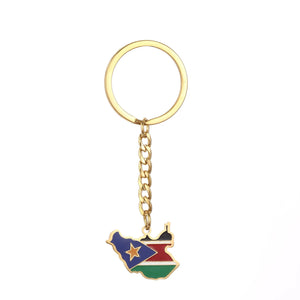 South Sudan Flag Map Keychain