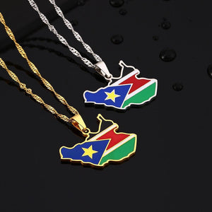 South Sudan Flag Map Necklace