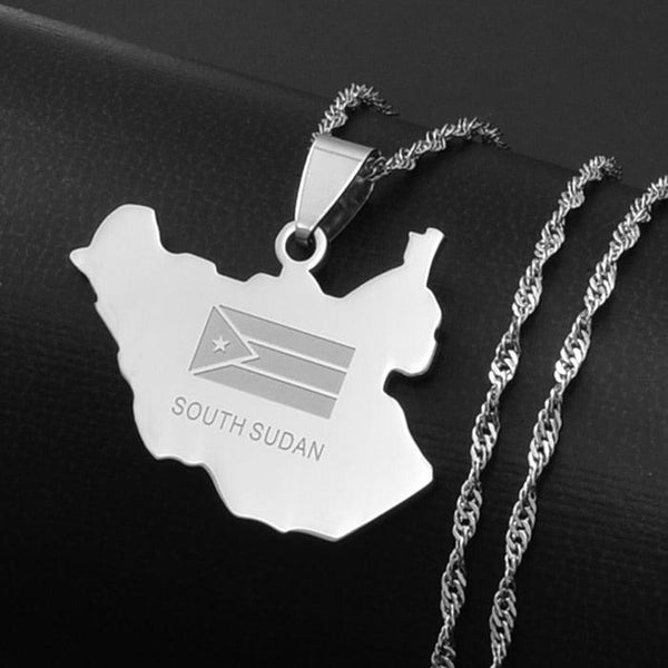 South Sudan Flag Map Necklace