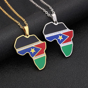 South Sudan Flag Map Necklace