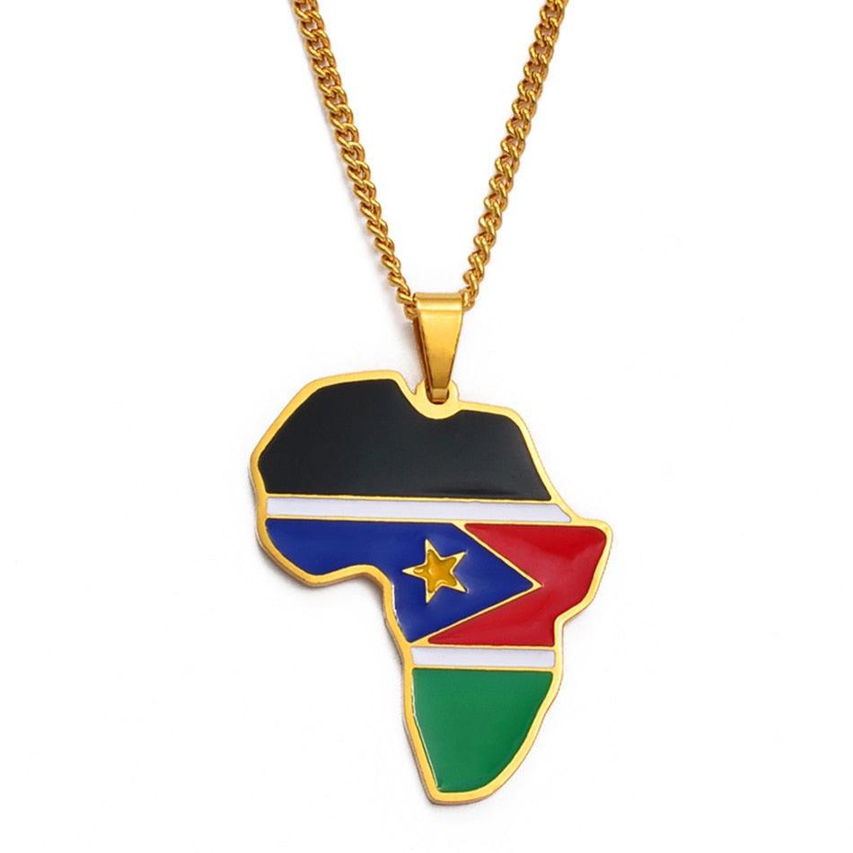 South Sudan Flag Map Necklace