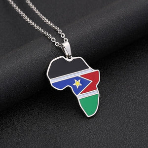 South Sudan Flag Map Necklace