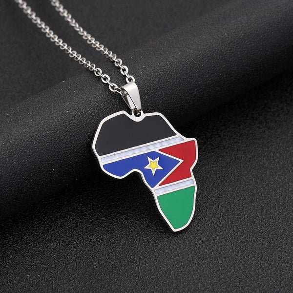 South Sudan Flag Map Necklace