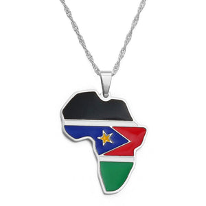 South Sudan Flag Map Necklace