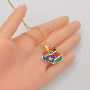 South Sudan Flag Map Necklace