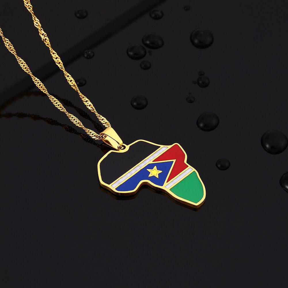 South Sudan Flag Map Necklace