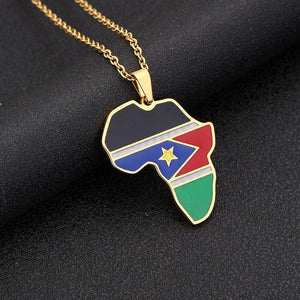 South Sudan Flag Map Necklace