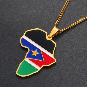 South Sudan Flag Map Necklace